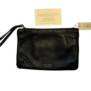 Fossil Black Leather Keely Wristlet